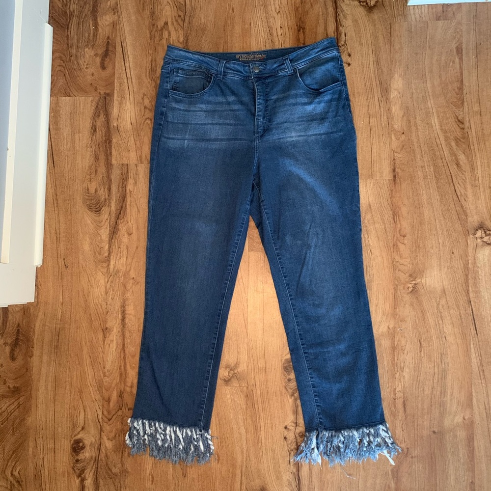 Premium Denim Fringe Hem Jeans